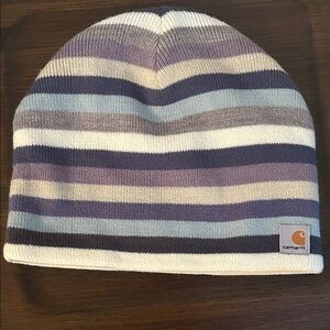 Carhartt Striped Beanie in Blue and Gray